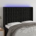 Cabecero con LED de terciopelo negro 147x16x118/128