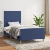 Estructura de cama sin colchón tela azul 90x190