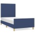 Estructura de cama sin colchón tela azul 90x190