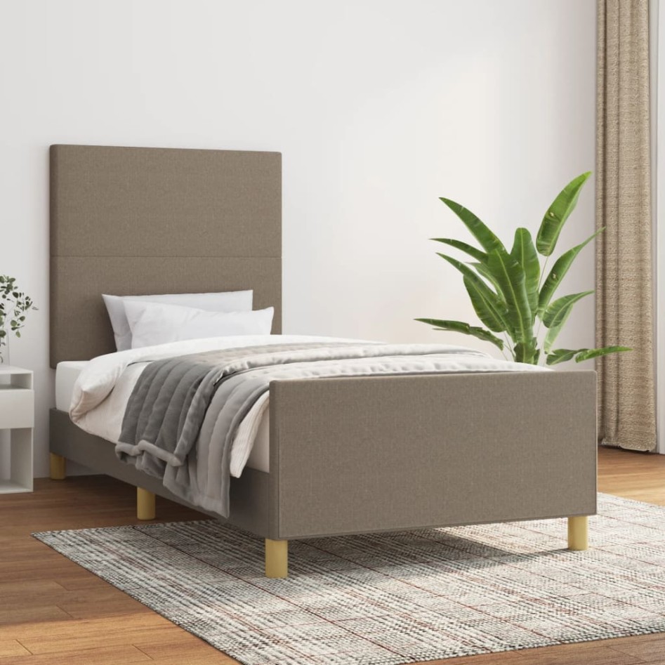 Estructura de cama sin colchón tela gris taupe 100x200