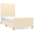 Estructura de cama sin colchón tela crema 90x200