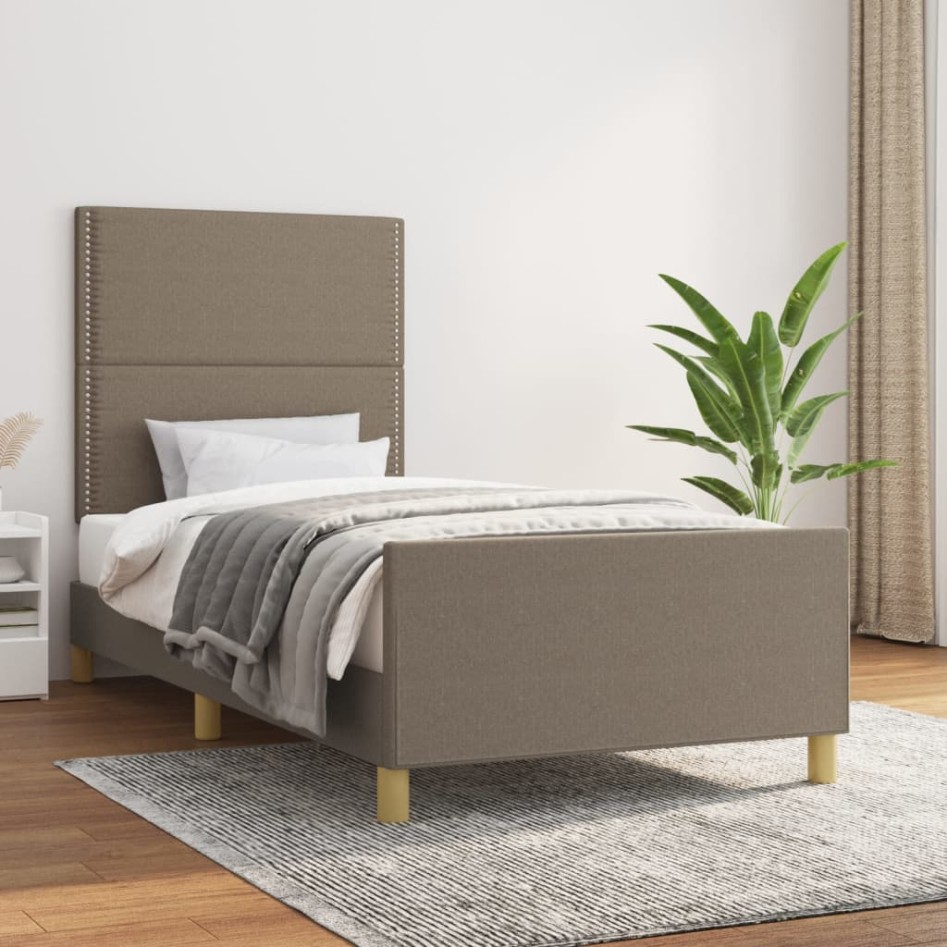 Estructura de cama sin colchón tela gris taupe 80x200