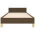 Estructura de cama sin colchón tela marrón oscuro 90x200