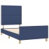 Estructura de cama sin colchón tela azul 100x200