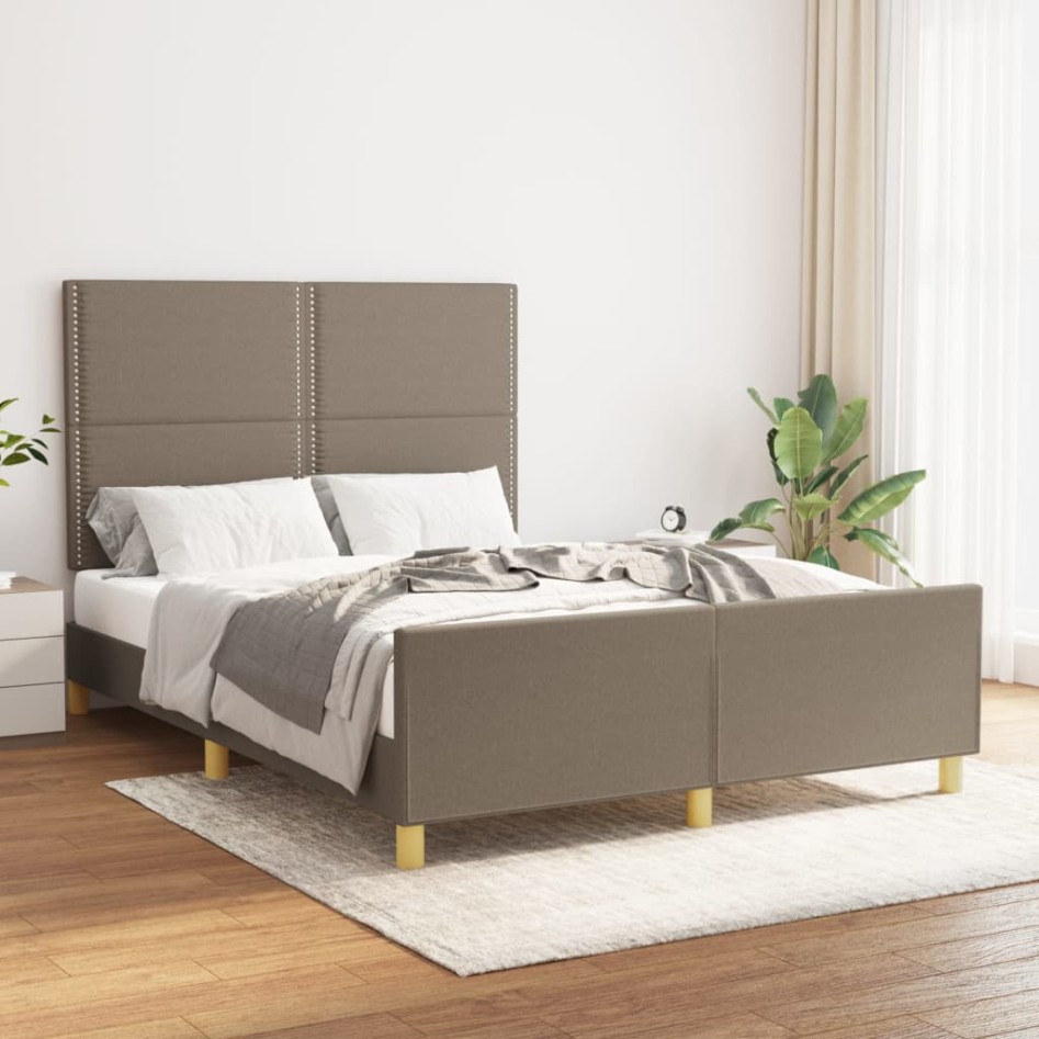 Cama sin colchón tela gris taupe 140x190