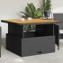 Mesa de jardín madera de acacia y ratán PE negro 110x110x71