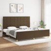 Cama sin colchón tela marrón oscuro 200x200 cm