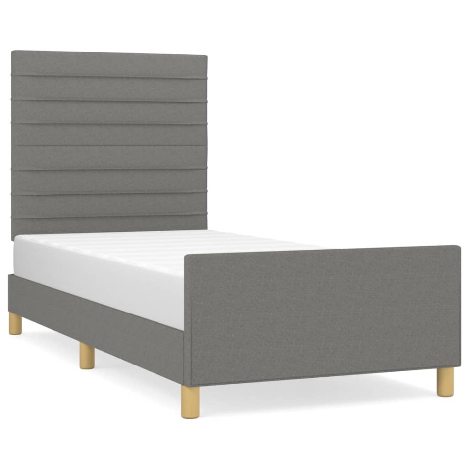 Estructura de cama sin colchón tela gris oscuro 90x200