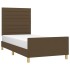 Estructura de cama sin colchón tela marrón oscuro 100x200