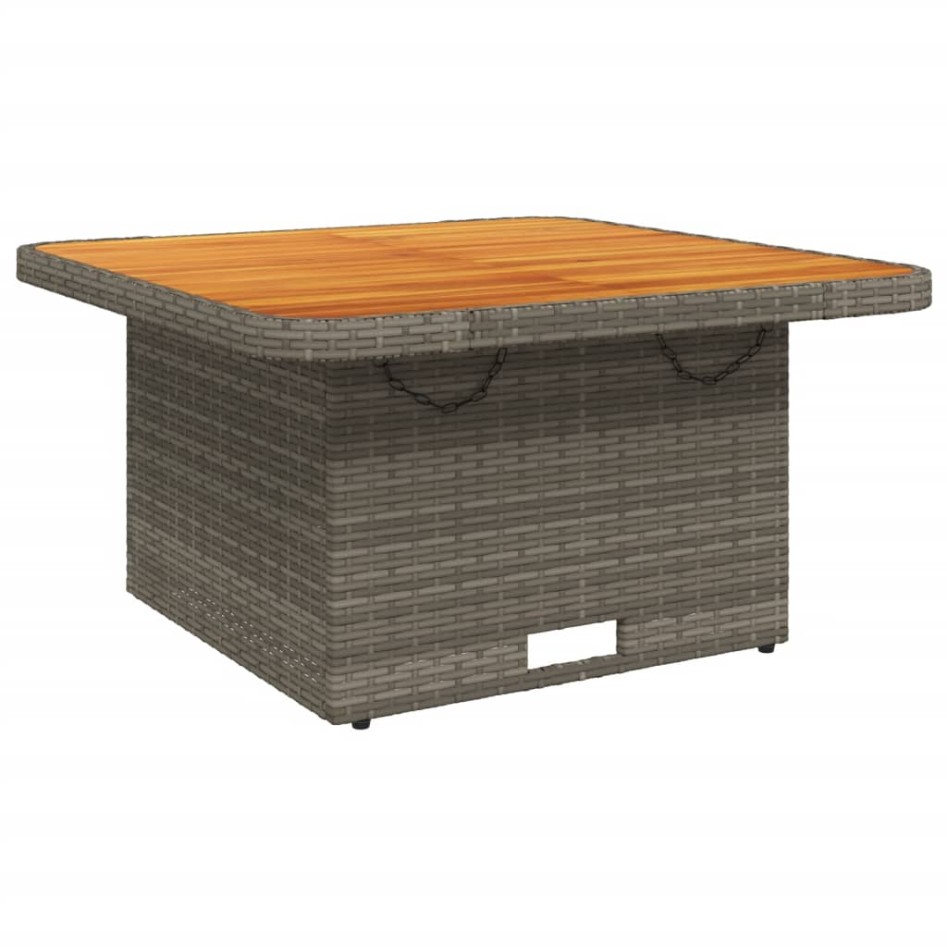 Mesa de jardín ratán sintético y madera acacia gris 80x80x71