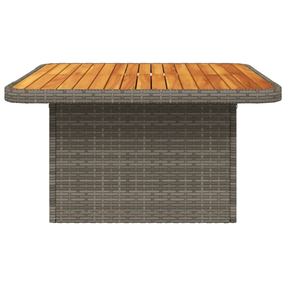 Mesa de jardín ratán sintético y madera acacia gris 80x80x71