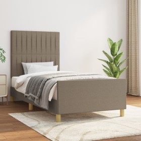 Estructura de cama sin colchón tela gris taupe 90x190