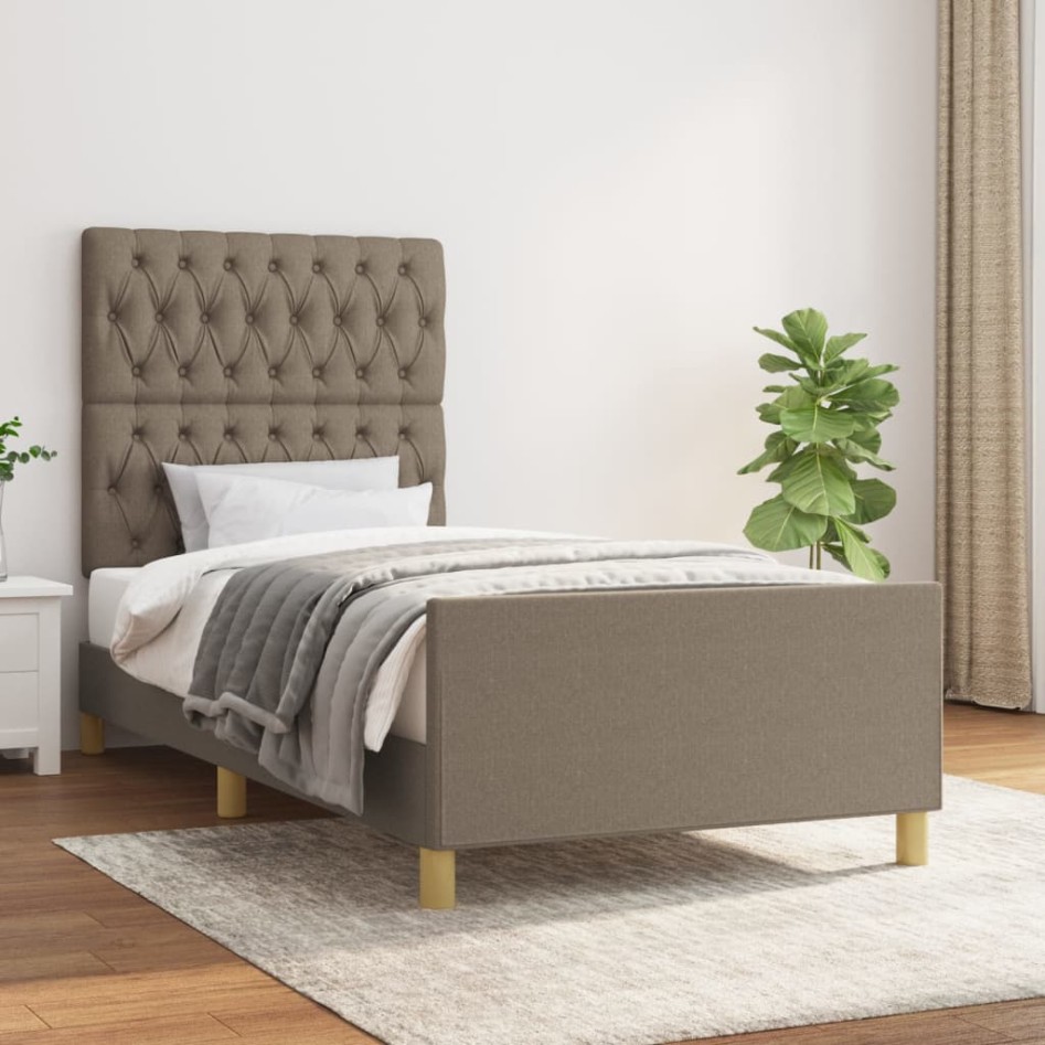 Estructura de cama sin colchón tela gris taupe 90x190