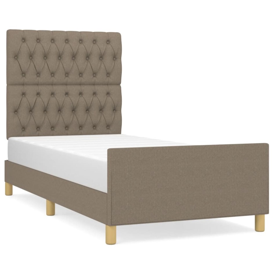 Estructura de cama sin colchón tela gris taupe 90x190