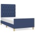 Estructura de cama sin colchón tela azul 80x200