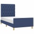 Estructura de cama sin colchón tela azul 80x200