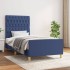 Estructura de cama sin colchón tela azul 90x190