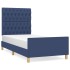 Estructura de cama sin colchón tela azul 90x190