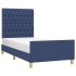 Estructura de cama sin colchón tela azul 90x190