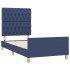 Estructura de cama sin colchón tela azul 90x190