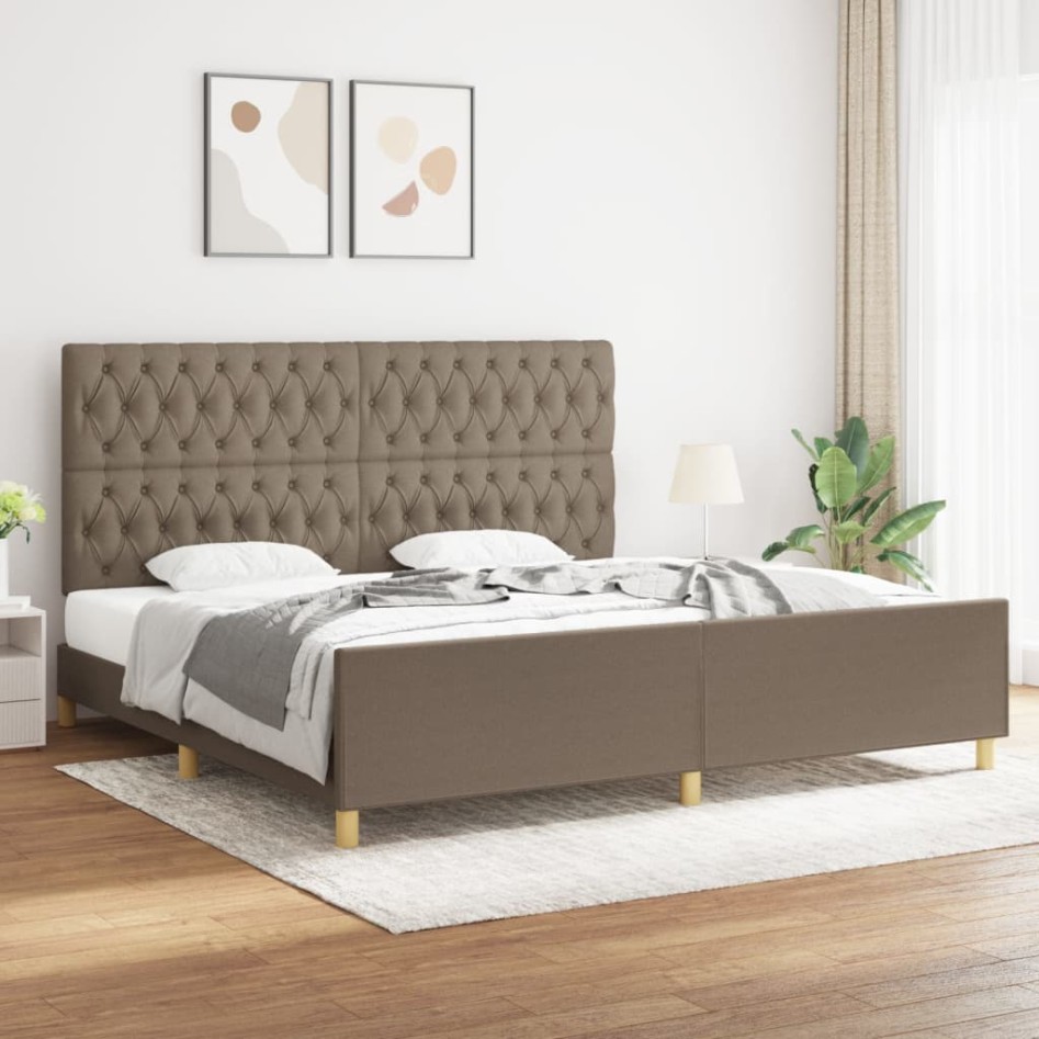 Estructura de cama con cabecero de tela gris taupe 200x200