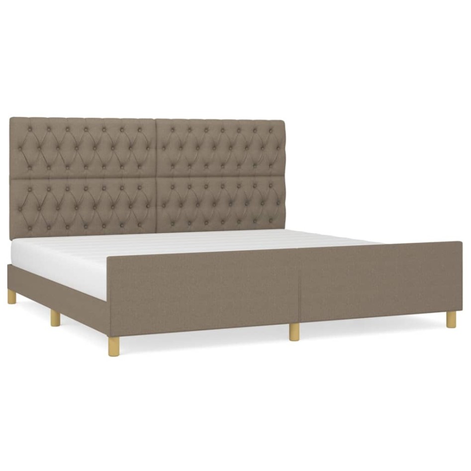 Estructura de cama con cabecero de tela gris taupe 200x200