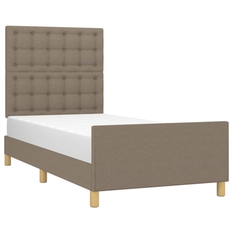 Estructura de cama sin colchón tela gris taupe 100x200