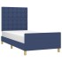 Estructura de cama sin colchón tela azul 100x200