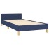 Estructura de cama sin colchón tela azul 100x200