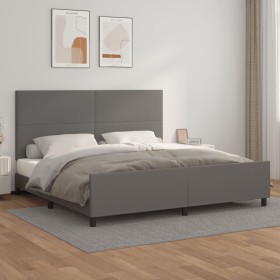 Estructura de cama sin colchón cuero sintético gris 200x200