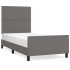 Estructura de cama sin colchón cuero sintético gris 90x190