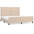 Estructura de cama cabecero cuero sintético capuchino