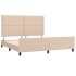 Estructura de cama cabecero cuero sintético capuchino