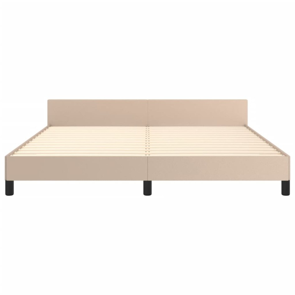 Estructura de cama cabecero cuero sintético capuchino