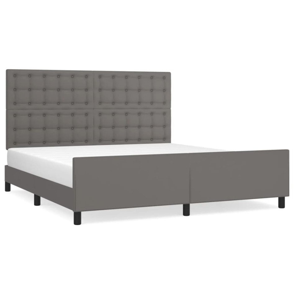 Estructura de cama sin colchón cuero sintético gris 160x200
