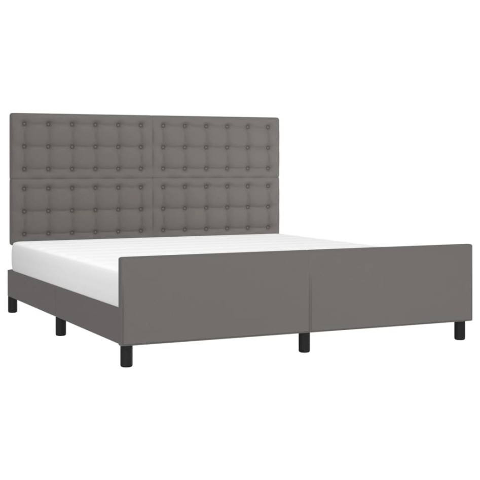Estructura de cama sin colchón cuero sintético gris 160x200