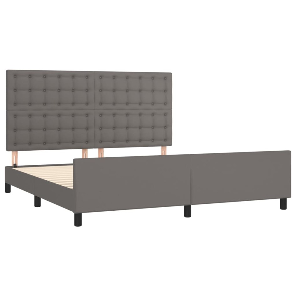 Estructura de cama sin colchón cuero sintético gris 160x200