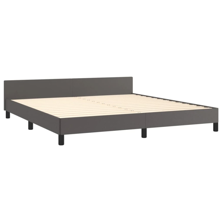 Estructura de cama sin colchón cuero sintético gris 160x200