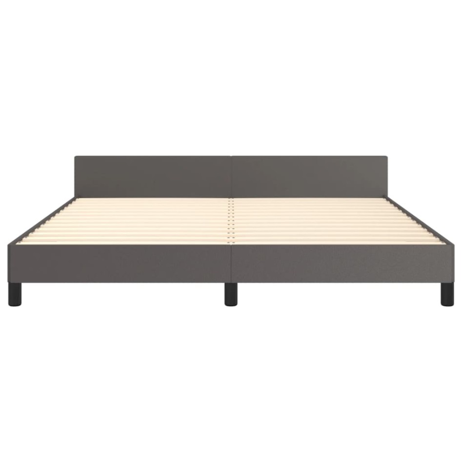 Estructura de cama sin colchón cuero sintético gris 160x200