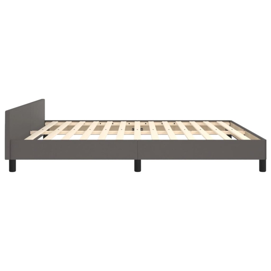 Estructura de cama sin colchón cuero sintético gris 160x200
