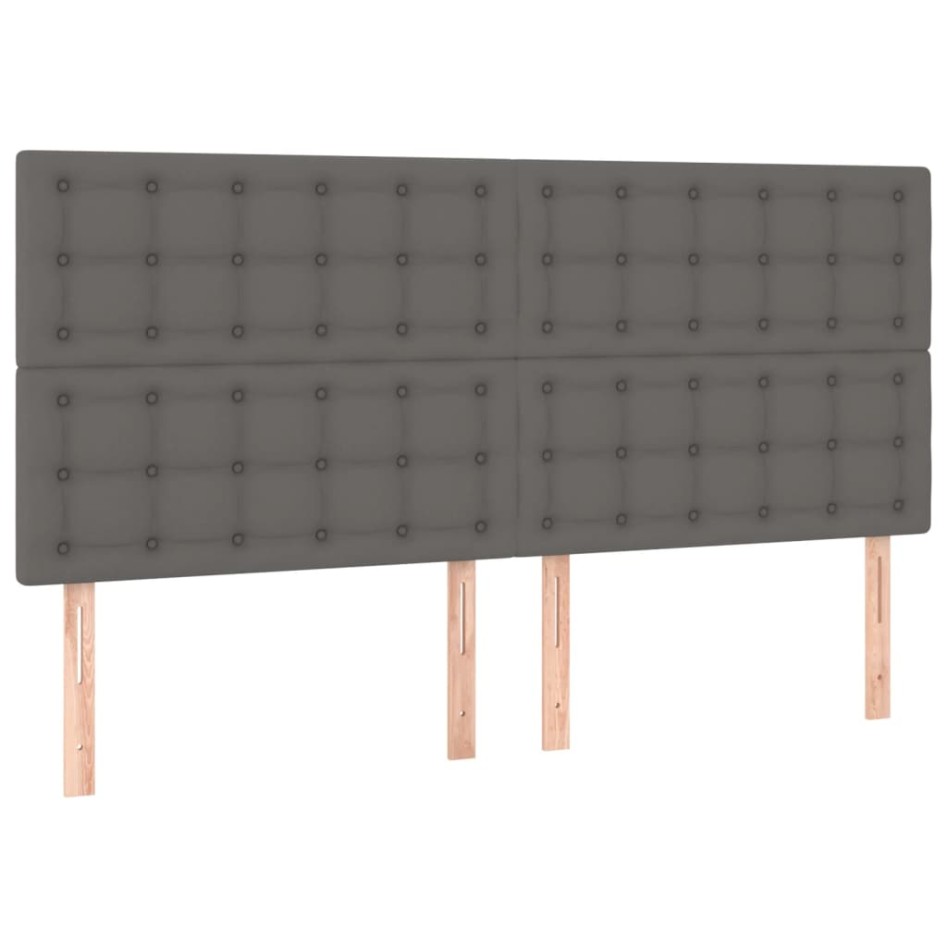 Estructura de cama sin colchón cuero sintético gris 160x200