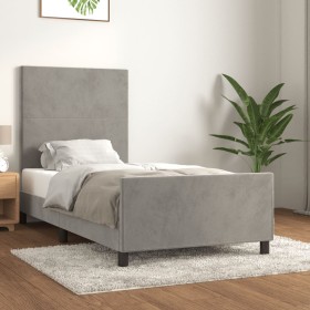 Estructura de cama sin colchón terciopelo gris claro 90x190