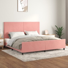 Estructura cama sin colchón terciopelo rosa 200x200