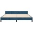 Estructura de cama sin colchón terciopelo azul oscuro
