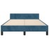 Estructura de cama sin colchón terciopelo azul oscuro