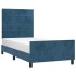 Estructura de cama sin colchón terciopelo azul oscuro 90x200