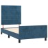 Estructura de cama sin colchón terciopelo azul oscuro 90x200
