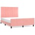 Estructura de cama sin colchón terciopelo rosa 140x190