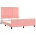 Estructura de cama sin colchón terciopelo rosa 140x190