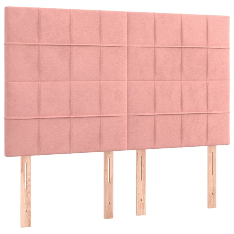 Estructura de cama sin colchón terciopelo rosa 140x190
